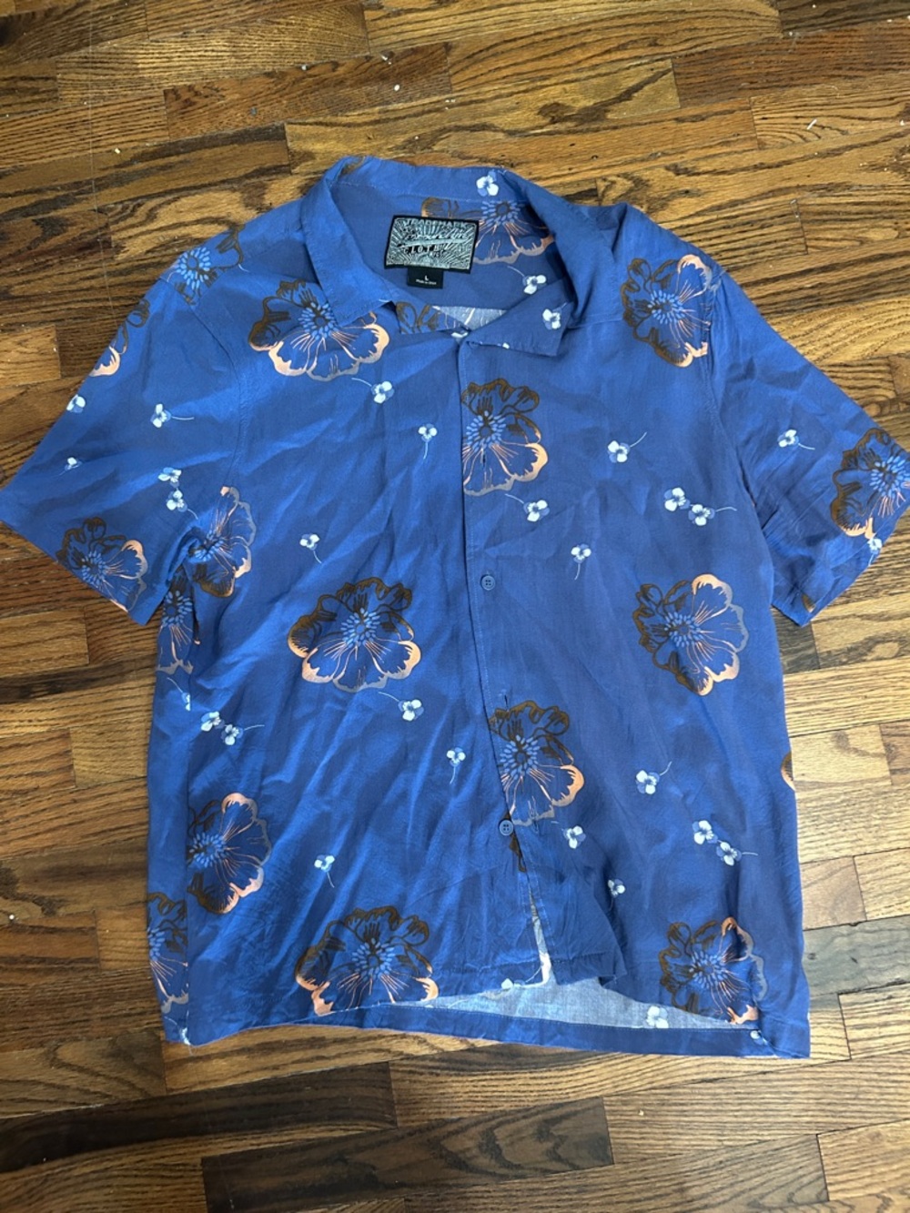 Brooklyn Cloth Blue Floral Short-Sleeve Button-Down Shirt